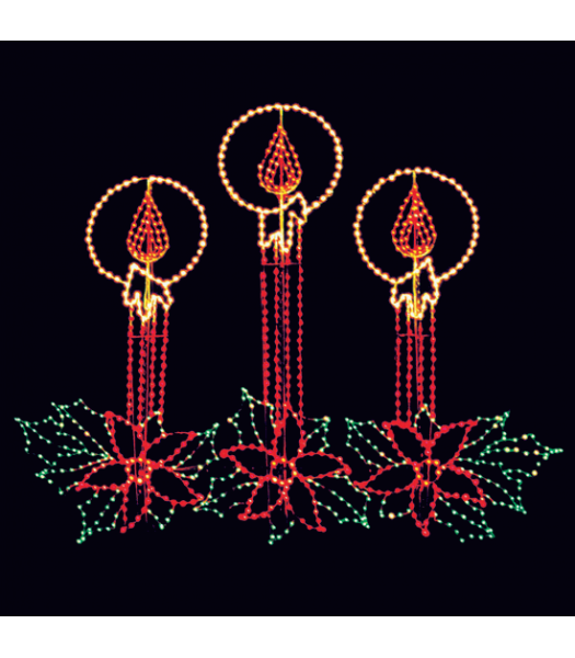 24' x 30' Animated Halo Candles with Poinsettia