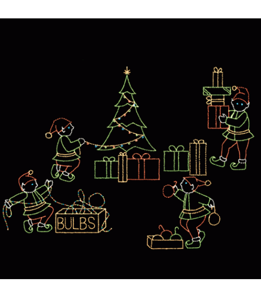 10' x 14' Elf Decorating Tree with Presents