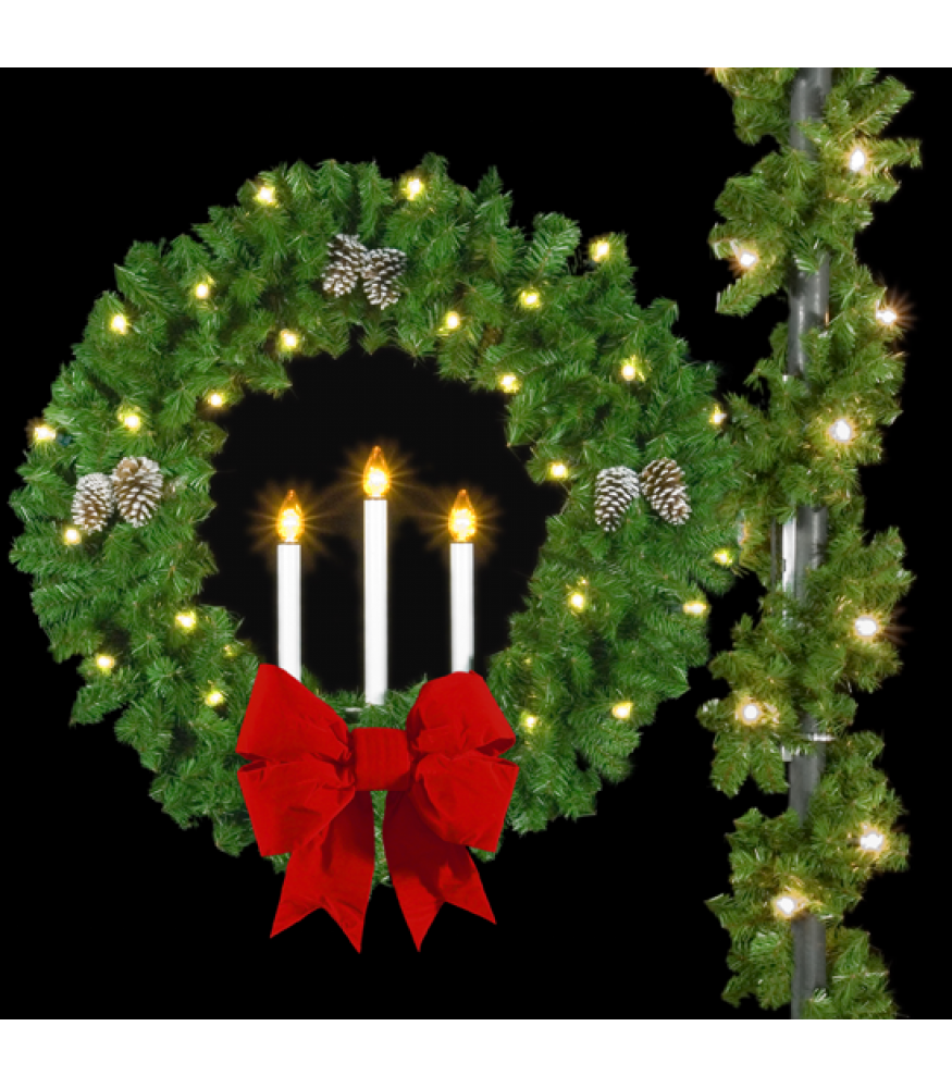 Triple Candle Pole Mount Wreath All American Christmas Co