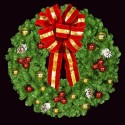 Mountain Pine Wreath with Red & Gold Balls - Mini LED Lights