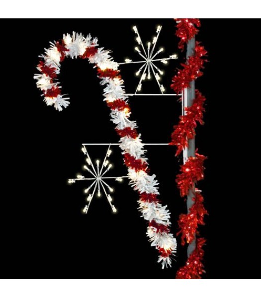 7' Sparkling Candy Cane & Snobursts